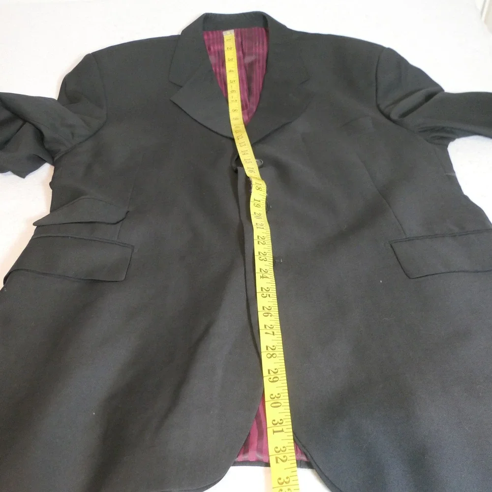Tiglio Mens 3-Piece Suit 48R Black Super 150s Merino Wool Chianti Dapper Italian